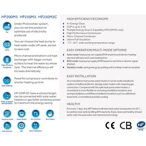 Système Solaire Tout-en-Un Haier 200/250L avec Réservoir Intégré, Pompe à Chaleur Air-<span class=keywords><strong>Eau</strong></span> Haute Température 75°C pour Chauffage et <span class=keywords><strong>Eau</strong></span> Chaude Sanitaire - Product Image 3