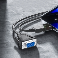 Cable Convertidor DTECH IOT5084(FT) de 10m, USB 2.0 a Serial RS-232 DB9 de 9 Pines, Compatible con WIN10