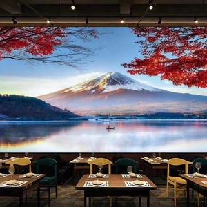 Peinture murale de style Ukiyo-e japonais, <span class=keywords><strong>papier</strong></span> <span class=keywords><strong>peint</strong></span> personnalisé avec la <span class=keywords><strong>montagne</strong></span> Fuji et les fleurs de cerisier pour restaurant - Product Image 6