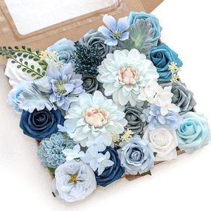 <span class=keywords><strong>LE</strong></span>-339 Ensemble de fleurs artificielles violettes DIY en gros, coffret cadeau de roses et de lavande mélangées pour centres de table et arrangements floraux - Product Image 5