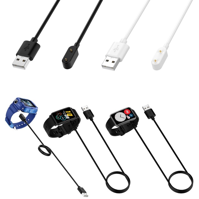 Black/White 1m Charging Cable for Huawei Band 8 7 6 Pro Honor Band7/6/ES Watch Fit2 Smart Watch USB Charger