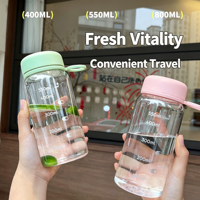 Bouteille d'eau réutilisable en PP de 450 ml/600 ml la plus vendue avec filtre, corde en silicone et couvercle en plastique pour boire directement, idéale pour le camping