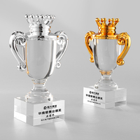 JZ Nouveau Trophée en Cristal Élégant de Forme Couronne Or Argent Bronze Résine Événement Sportif Championnat Trophée en Cristal de Verre