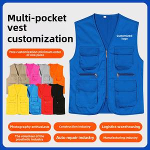 Young Reporterカスタムロゴプリント反射安全ベストマルチフラップポケットパンツサマーキャンプボランティア作業用ジッパー - Product Image 4