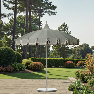 Logo personnalisé extérieur en forme de pagode parasol de plage en polyester imperméable jardin pliant parapluie à franges vintage avec glands - Product Image 1