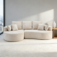Canapé modulaire en tissu rond à trois places avec rembourrage en éponge - Sièges sectionnels contemporains pour appartement et salon