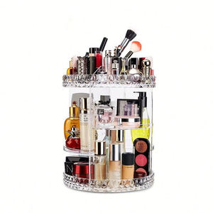 調節可能な多機能クリアアクリルメイクアップ化粧品ジュエリー収納360度回転メイクアップオーガナイザー - Product Image 3