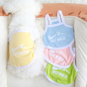 Gilet pour chien avec imprimé Just Dog It, bretelles de couleurs macaron pour petites races, Teddy, Bichon, Pomeranian, léger, printemps-été - Product Image 2