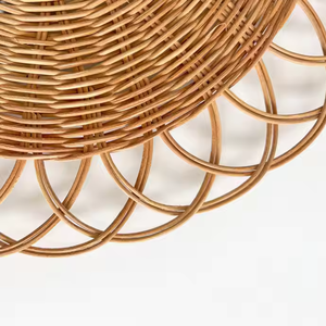 Best Selling Handcrafted Sustainable Rustic Rattan Placemat Eco-Friendly Charger Plates in Vietnam <b>Wicker</b> Material Floral Style - Product Image 3