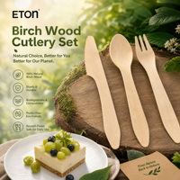 Collection de vaisselle jetable en bois robuste de 186 mm, grande taille, écologique et compostable, en bois de bouleau, pour la restauration commerciale