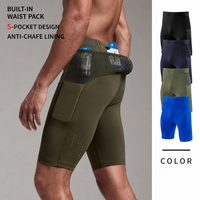 Pantalon de sport multi-poches quatre-en-un pour l'entraînement à l'équitation, pantalon de course à haute élasticité, short de compression pour hommes, fitness