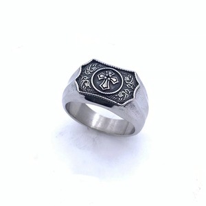 European American Style Titanium Steel Cross <b>Ring</b> <b>Men</b> Retro Silver Fashion Jewelry Gift - Product Image 5