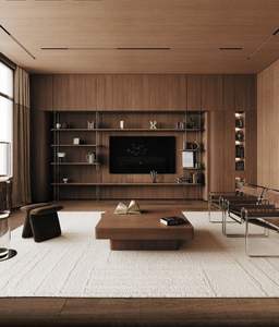 モダンクラシック黒木制フローティングテレビスタンド壁ユニットリビングルーム家具暖炉付きベッドルームとホテル用 - Product Image 6