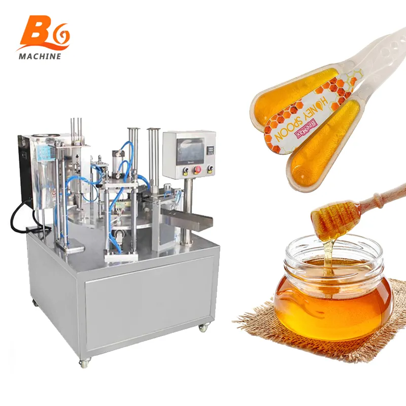 자동 플라스틱 숟가락 꿀 포장 기계 꿀 충전 씰링 기계