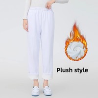 Pantalon d'infirmière élastique quatre saisons pour femmes blanc bleu antistatique épaissi pantalon de travail doublé polaire automne uniformes d'hôpital