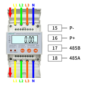 Multímetro digital RS485 Modbus RTU Din Rail Kwh para monitoreo de consumo de energía medidores de energía trifásicos - Product Image 6