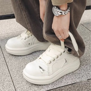 Zapatos de lona deportivos de ocio para parejas, estrella para cara sonriente, verano, suela gruesa, aumento de altura, malla con cordones para hombres y mujeres - Product Image 4