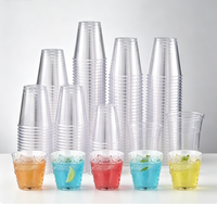 Großhandel Lebensmittelechte Recycelbare Transparente PET Stapelbare Einweg-Plastikbecher Kalte Saft-Trinkbecher für Party und Takeaway