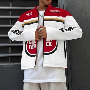 Rainbow Spray Moda Nueva llegada Hombres Chaquetas <span class=keywords><strong>de</strong></span> carreras Streetwear Carta Imprimir Color Block Manga larga Chaquetas <span class=keywords><strong>de</strong></span> motocicleta para hombres - Product Image 3