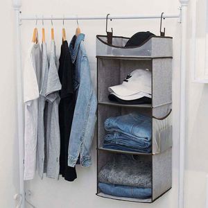 Foldable 3-shelf Storage Containers Closet Household Items Organizer <b>Wardrobe</b> Clothes Hanging Shelves - Product Image 3