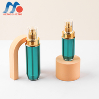 15g 30g 50g 30ml 100ml Gradient Golden Green Octogonal Edge Round Cap Cosmetic Essence Lotion Pump Bottle