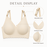 Soutien-gorge grande taille pour femme, bretelles réglables à bord ondulé, coussinets amovibles, col en V, en soie glacée, sans armatures, sans coutures, pour grandes tailles