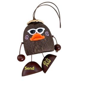 Campana de Agua Natural con Forma de Animal de Dibujos Animados, Hecha a Mano con Concha de <span class=keywords><strong>Paulownia</strong></span>, Colgante para Terapia de Sonido Curativo, Paquete de <span class=keywords><strong>Semillas</strong></span>, Decoración Divertida para Puntos Turísticos - Product Image 5