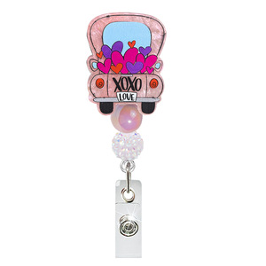 Nuevo Estilo de Portacredenciales Acrílico para <span class=keywords><strong>el</strong></span> Día de San Valentín, Forma de Corazón, Retráctil, con Cuentas, para Enfermeras, con Clips - Product Image 5