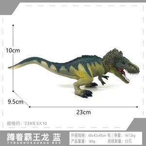 TYRANNOSAURUS T-Rex, figura de plástico con boca móvil, juguetes de simulación de animales jurásicos cognitivos para niños, dinosaurio azul de PVC - Product Image 2