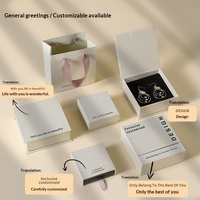 Coffret à bijoux de luxe biodégradable et écologique, texturé, avec logo personnalisé, tiroir coulissant en carton et sac assorti pour