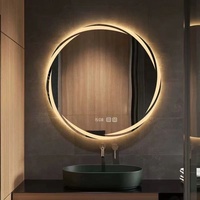Miroir de salle de bain circulaire intelligent mural avec fonction de détection de mouvement, sans cadre, IP65, pour hôtel