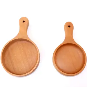Japanese Large Beech Wood Salad Bowl with Handle Creative Household Tableware for Fruit Kimchi Utensils