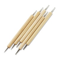 Outils de nail art : Ensemble de 5 stylos à pointe de perçage en bois pour motifs floraux et lignes de traçage