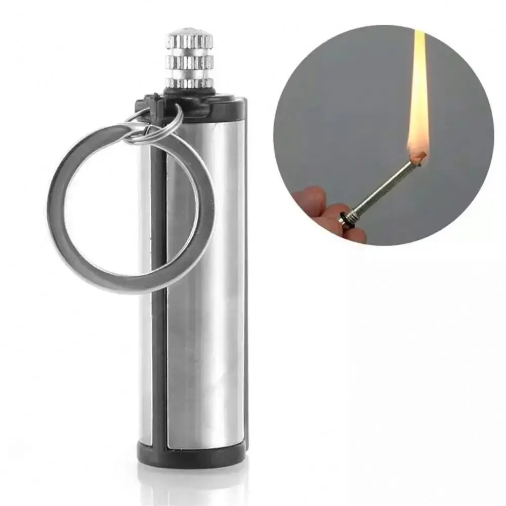 Hot Sale Draagbare Sleutelhanger Fire Starter Rvs Outdoor Camping Wandelen Noodsituatie Survival Tool Cilindrische Lucifers