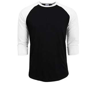 Magliette Raglan 3/4 Personalizzate da Uomo, Corpo Nero in 100% Cotone, Motivo Uniforme, T-Shirt da Baseball OEM con Stampa Serigrafica - Product Image 3