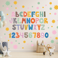 Pegatinas de pared de PVC reciclable con números alfabéticos de dinosaurios, papel tapiz autoadhesivo para guardería, jardín de infancia y decoración del hogar.