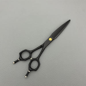 Ciseaux à cheveux plats noirs de 6 pouces, ciseaux de barbier professionnels, pour droitiers, en acier inoxydable, revêtement en téflon, outil de beauté - Product Image 2