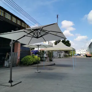 豪华雨伞户外罗马伞灯发光二极管太阳能电池板派对装饰伞白色中国伞形