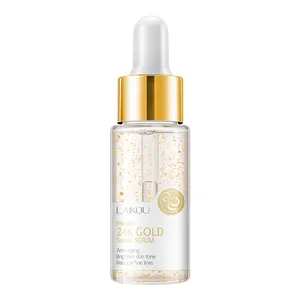 Nuevo cuidado facial LAIKOU 17ml suero antienvejecimiento blanqueamiento 24K suero facial de caracol dorado