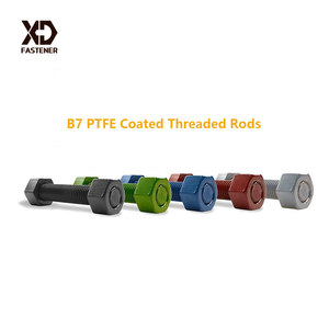 Boulons à tête cylindrique ASME A193 B7 5/8\" - Taille de filetage <span class=keywords><strong>11</strong></span>, 4\" de long, tiges filetées revêtues de PTFE bleu B7, avec écrous HH - Product Image 5