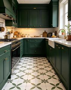 กระเบื้องปูพื้นพอร์ซเลนเต็มแผ่นขนาด 300x300 มม. ดีไซน์แบบชนบท ผิวด้าน สีขาวเขียวอ่อน ความสดใสสูง ไม่ทำให้ห้องดูน่าเบื่อ - Product Image 6