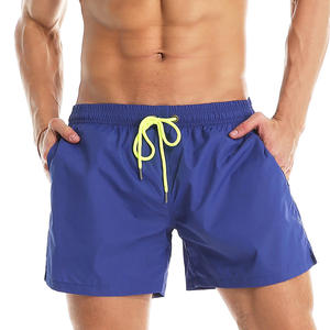 Shorts de Playa para Hombre, Color Azul Sólido, Cintura Media, Cordón Ajustable, Secado Rápido, Estilo Casual - Product Image 6