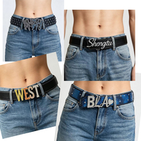 Ceinture personnalisée avec nom et boucle en acier inoxydable, boucles en métal avec lettres pour hommes et femmes, ceintures de mode personnalisées, accessoires