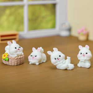 Miniatura de Conejito de Dibujos Animados, Conejo con Cola Grande para Decoración de Coche, Manualidades de Resina, Accesorios Pequeños - Product Image 4