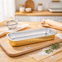 Conteneur jetable rectangulaire en aluminium doré avec couvercle en PP, résistant au four, pour légumes rôtis et aliments grillés