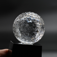 Trophée sportif en cristal K9 de 60 mm en or fin, gravé au laser, fait main, écologique, avec base trapézoïdale noire, pour golf, football, billard