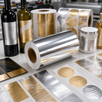 Goudkleurige koudfolie voor flexo-etiketdruk, wijn- en cosmeticastickerverpakkingen, PET-rolmachine, 64cm x 120m, 12 micron