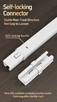 Système de rail de rideau modulaire en alliage d'aluminium blanc/noir, robuste, silencieux, coulissant, connectable, moderne, minimaliste, charge maximale de 15 kg