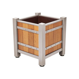 Planteur moderne en <span class=keywords><strong>bois</strong></span> Arlau naturel, grand pot de fleurs carré pour l'extérieur - Product Image 1