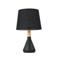 Lampe de chevet style mixte en acier et bois E27, support en bois, abat-jour, lampe de table de chevet pour chambre d'enfant, prix d'usine